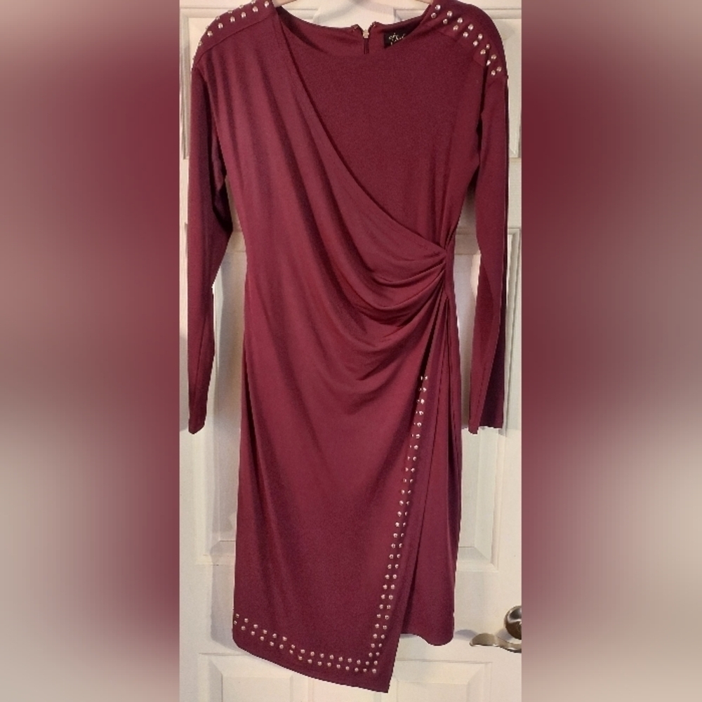 Thalia Sodi Plum Long Sleeve Faix Wrap Dress Size S